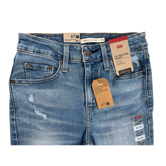 Levi's Women's 721 High Rise Skinny Rare Tag Distressed Stretch Jeans 25 x 30 - Picture 4 of 10